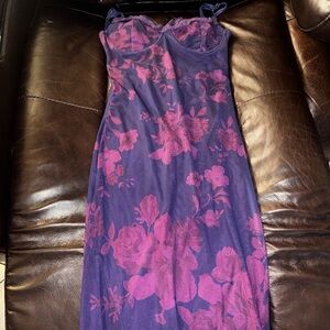 SHEIN BAE Floral Pattern Lace Trim Camisole Maxi Bodycon Dress